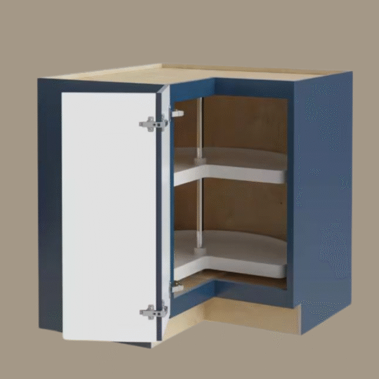 Richmond Valencia Blue Plywood Shaker Ready to Assemble Lazy Suzan Corner Kitchen Cabinet 33 in W x 21 in D x 34.5 in H